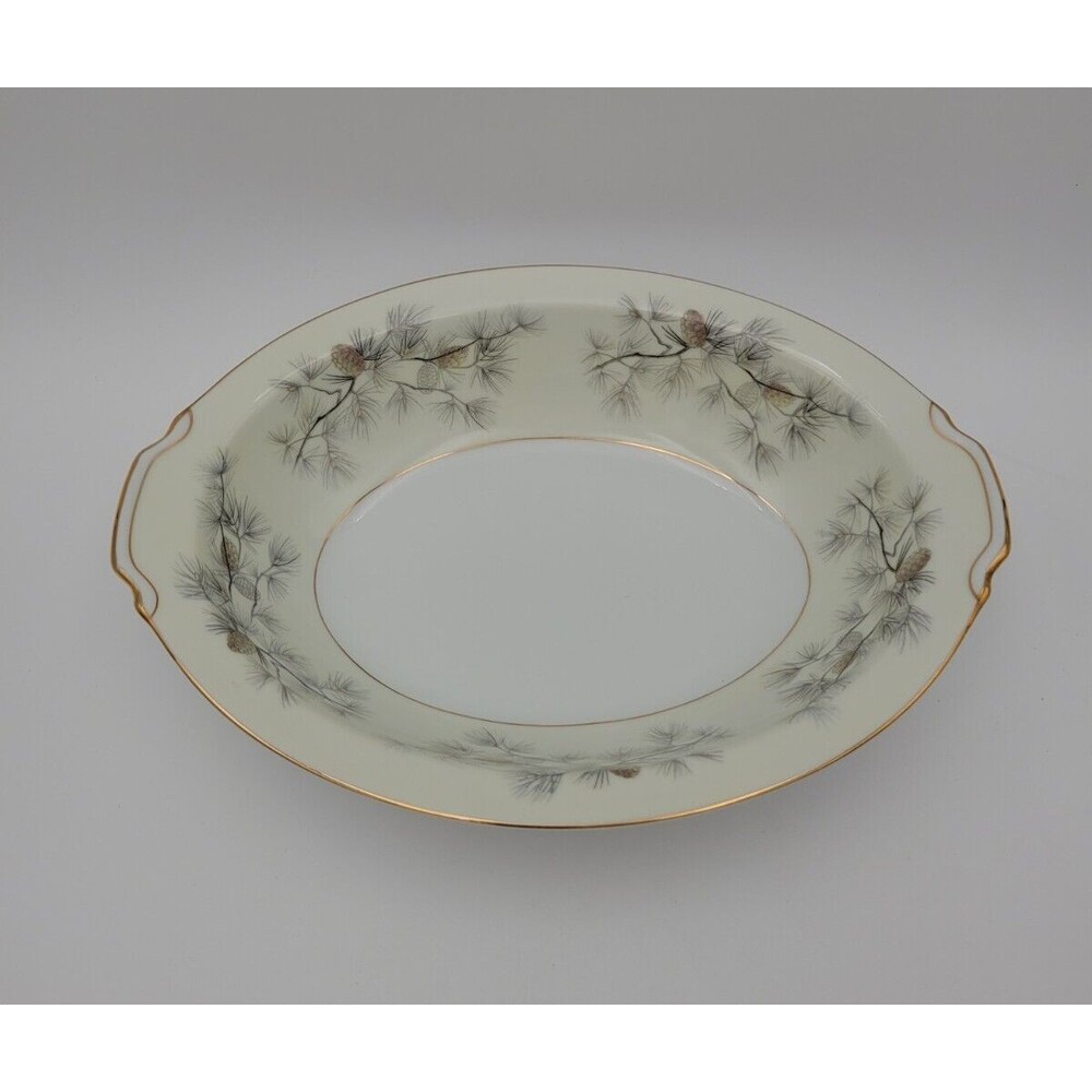 Vintage Narumi China Olympia Pine Cones Oval Vegetable Bowl 11‎ Inch Japan